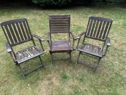 Photo of free 3x hardwood garden chairs (Loughton IG10) #1