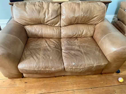 Photo of free Double leather Sofa and 2 Large Storage Ottomans. (Milnthorpe LA7) #1