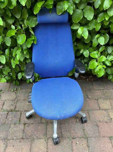 Photo of free Blue lumbar support office chair (Llandaff CF5) #1