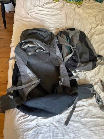 Photo of free 60 +15L travel backpack (holes) (SW9 6LW) #1