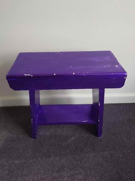 Photo of free Small purple wood stool - needs sanding/upcycling (Seaford BN25) #1