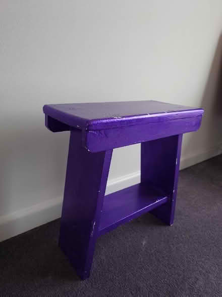 Photo of free Small purple wood stool - needs sanding/upcycling (Seaford BN25) #2