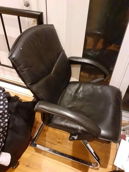 Photo of free Leather desk chair (Seymour road N80) #1