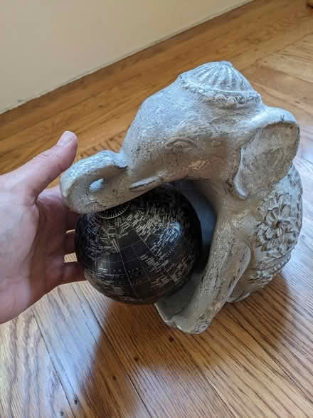 Photo of free Statuette of elephant with globe (Elmwood) #1