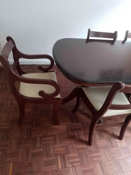 Photo of free Dark wood dining table and 6 chairs (Highcliffe, BH23 5DH) #2