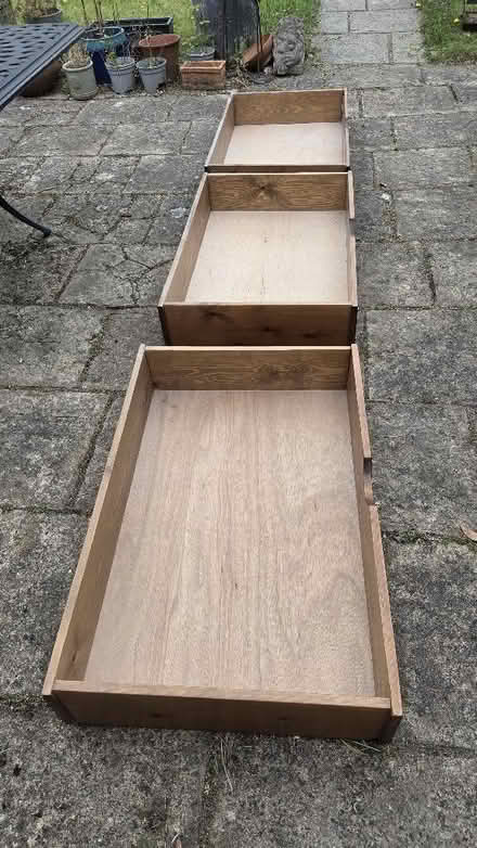 Photo of free Three underbed wooden storage boxes (Edington BA13) #3