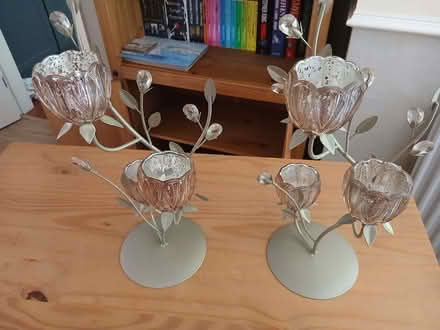 Photo of free Pair of flower tealight holders (Copthorne SY3) #2