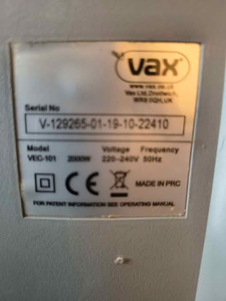 Photo of free Vax hoover (Herdings S14) #2