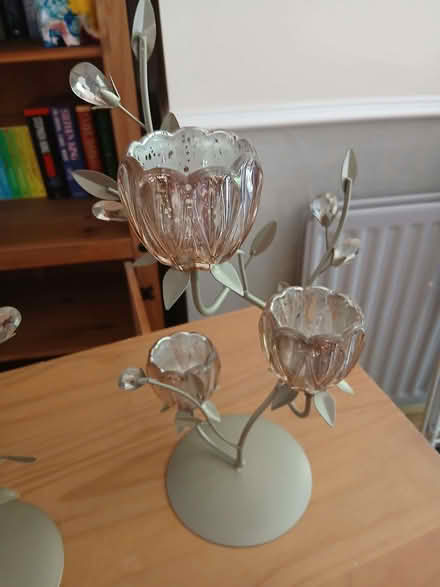 Photo of free Pair of flower tealight holders (Copthorne SY3) #1