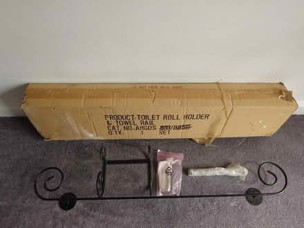 Photo of free Towel rail and toilet roll holder set, metal, new (Seaford BN25) #1