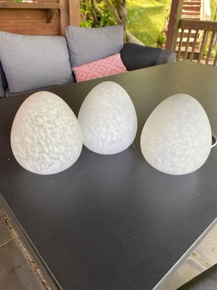 Photo of free 3 glass egg shaped lamps (Holmer Green HP15) #1