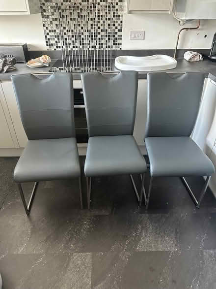 Photo of free 3 grey leather dining chairs (Chelmsford CM2 8) #2