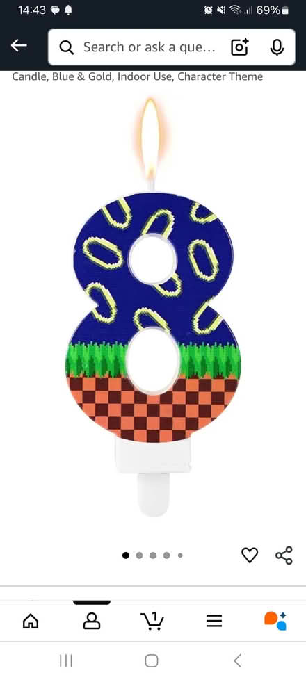 Photo of free Sonic themes '8' birthday candle (Heeley S2) #2