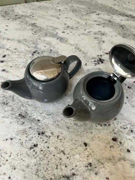 Photo of free 2 small grey teapots metal lids (Near Kew Gardens, Richmond) #1