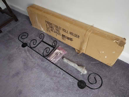 Photo of free Towel rail and toilet roll holder set, metal, new (Seaford BN25) #2