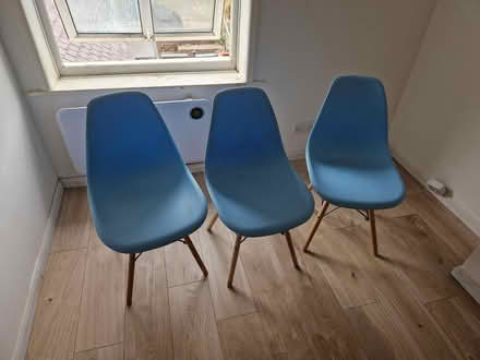 Photo of free 3 Blue Plastic Chairs (NG15 Annesley) #1