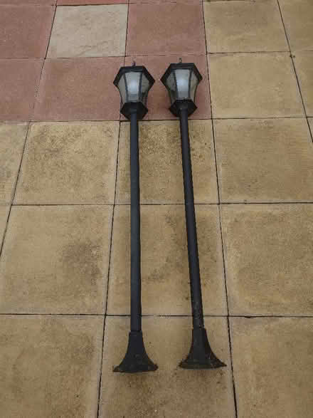 Photo of free Two metal and plastic solar light garden lanterns (Seaford BN25) #1