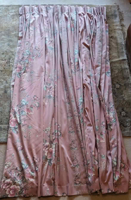 Photo of free Pair of curtains - printed satin cotton, 4.8m W x 2.25m L (Beckenham BR3) #1
