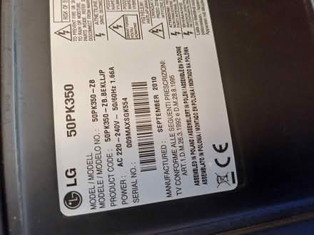 Photo of free Lg 50" plasma tv (Bramley RG26) #2