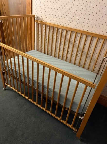 Photo of free Wooden baby bed, mattress etc (63105 near Forest Park) #2