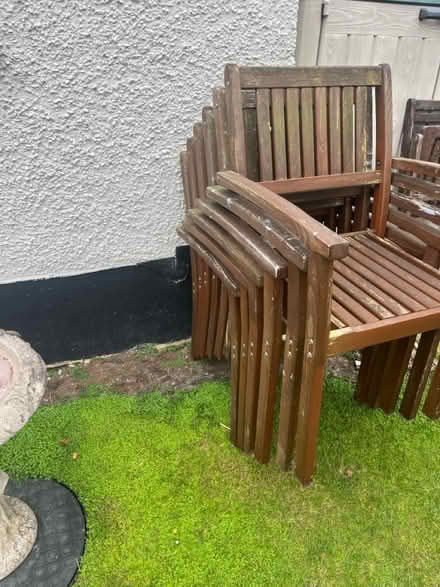 Photo of free 6 stackable wooden chairs (Middleton on sea) #1