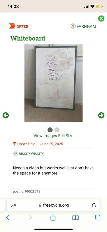 Photo of free Whiteboard (Folly hill) #2