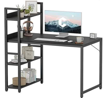 Photo of free Black office desk with storage shelves. (Surrey Heath GU15) #2