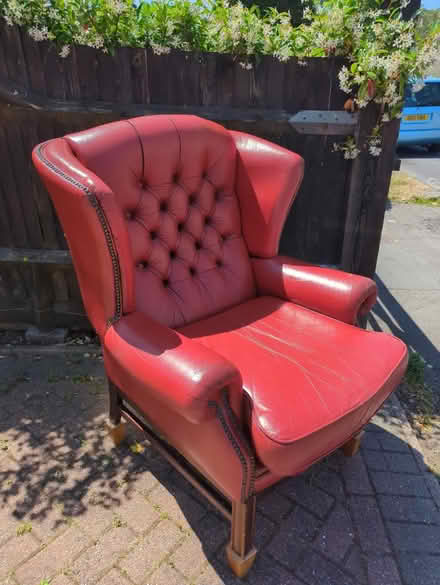 Photo of free Red leather winged armchair (Epsom KT19) #1