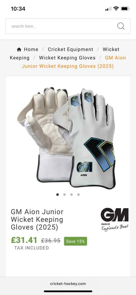 Photo of Junior Size Wicket Keepers Cricket Gloves (Hedge End SO30) #1