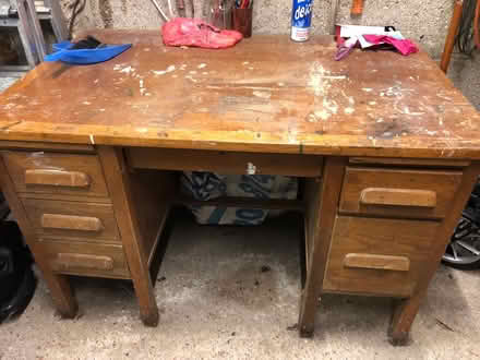 Photo of free Old solid wooden desk (Ferndown dorset) #2