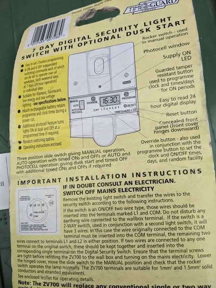 Photo of free Security light switch (Knotty Ash L12) #2