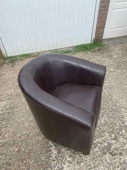 Photo of free Brown Leather Tub Chair (Pulborough RH20) #3