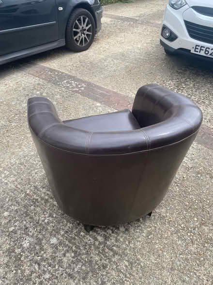 Photo of free Brown Leather Tub Chair (Pulborough RH20) #1
