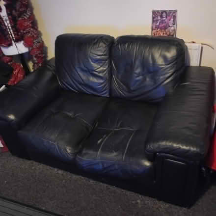 Photo of free Black leather sofa (Highfields ST17) #1