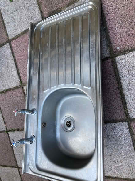 Photo of free Steel sink with taps and waste. (Poets MK40) #1