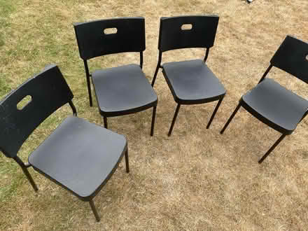 Photo of free 4 Black Plastic & Metal Chairs (Rainham, Kent) #1