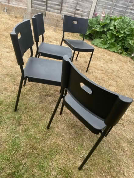 Photo of free 4 Black Plastic & Metal Chairs (Rainham, Kent) #2