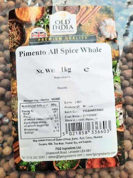 Photo of free 'Old India' Dried Allspice Berries 1kg Whole Pimento Spice (Llanelli SA15) #2