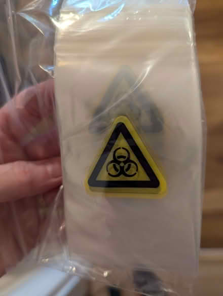 Photo of free 20 small plastic 'hazard' bags WILL POST (Whoberley CV5) #1