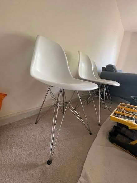 Photo of free White chairs with metal legs (New Court CB4) #2