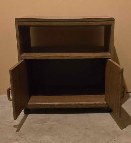 Photo of free Brown SideTable,Shelf,Doors&Casters (Kahdena Rd off Sussex) #2