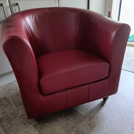 Photo of free M&S red leather tub chair (Draycott) #1