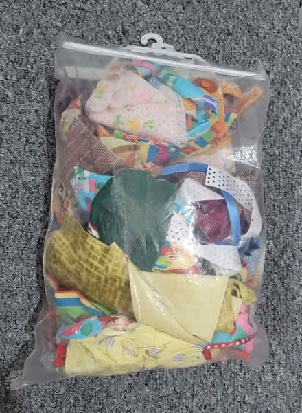 Photo of free Bag of fabric scraps, ribbon & trims (Morley LS27) #1