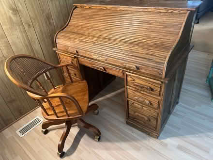Photo of free Roll Top Desk & Chair Solid oak (Rancho Yolo - Pole Line & 5th) #1