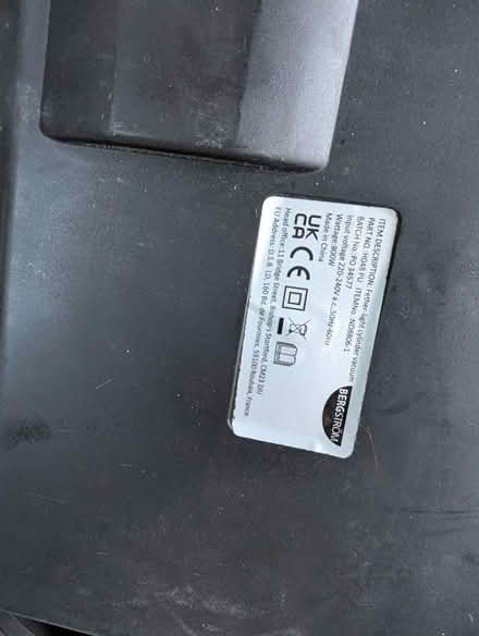 Photo of free Cylinder hoover (Jericho BL9) #2