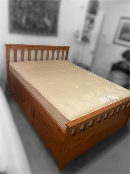 Photo of free King Size Pine Captains Storage Bed with Sealy Mattress (Kenilworth CV8) #1