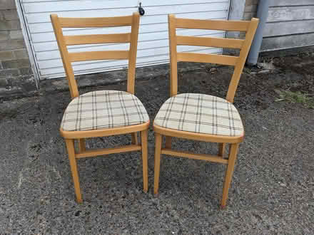 Photo of free 2 x 1980s wooden dining chairs (Abingdon - Caldecott. OX14) #1