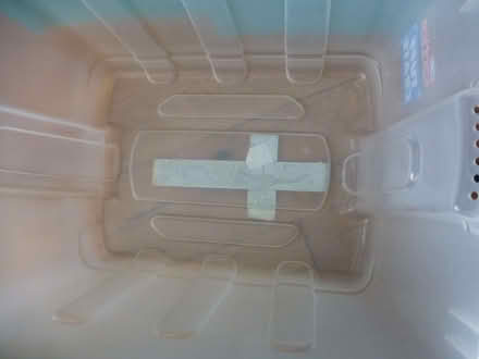 Photo of free 2 used Tuff Crate plastic stackable storage boxes (Chiswell Green AL2) #3