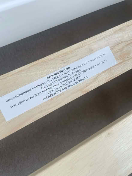Photo of free John Lewis Toddler bed (The Nurserylands TW12) #2