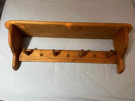 Photo of free Wooden row of hooks, shelf above (Highbury New Park N5) #1